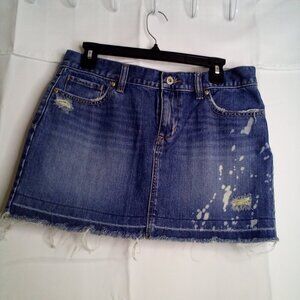Old Navy Skirt Women 8 Denim Short Distressed Raw Hem Blue